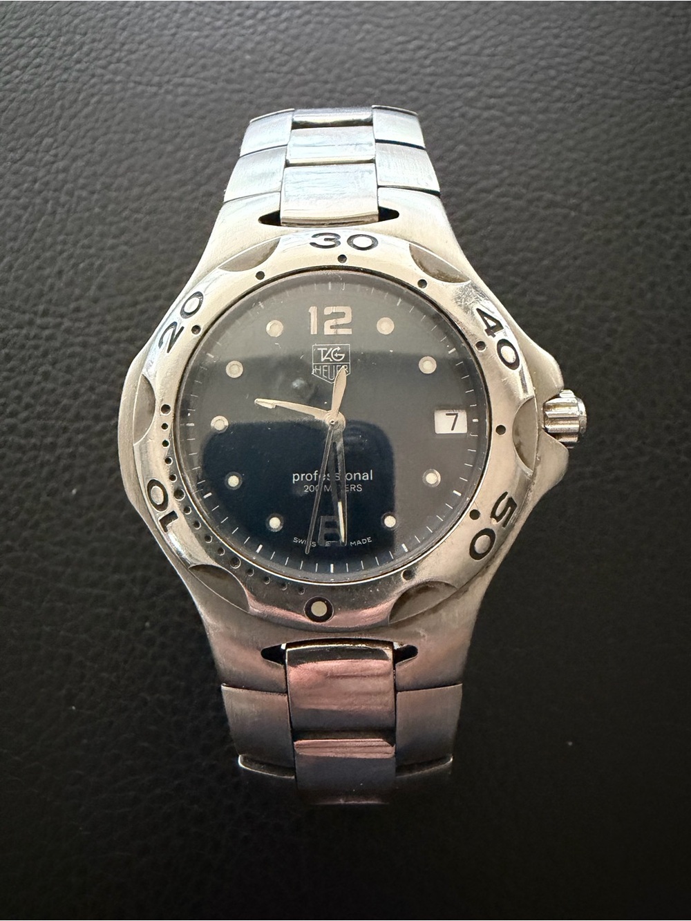 Tag Heuer Silver Stainless Steel Watch with Blue Dial